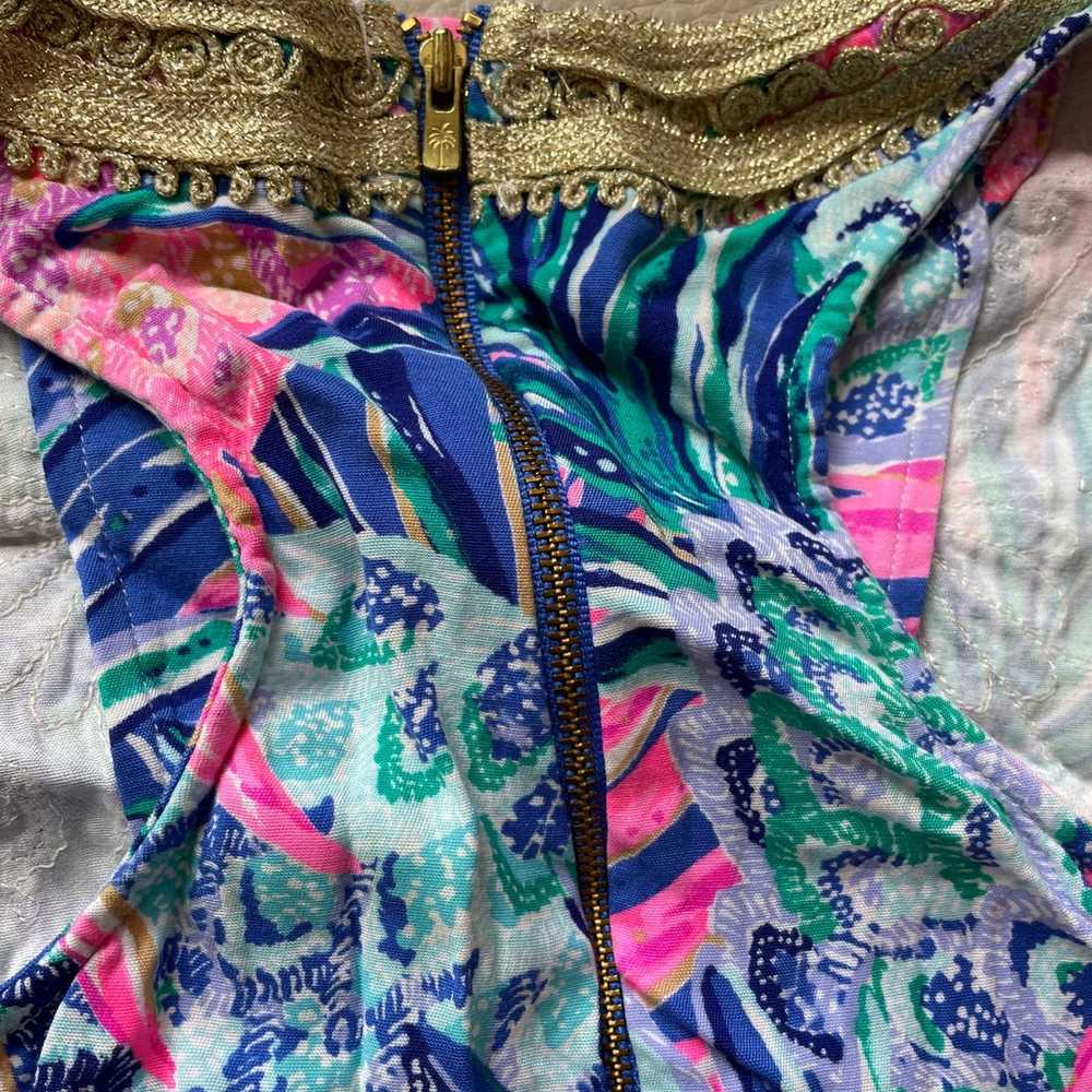 Lilly Pulitzer Blue Pink Green White & Gold Metal… - image 6