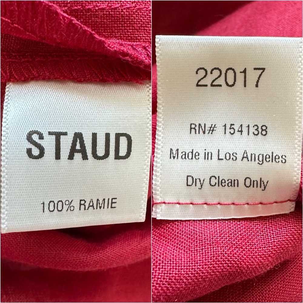 Staud Jumpsuit Sleeveless Cropped 100% Ramie Red 0 - image 8