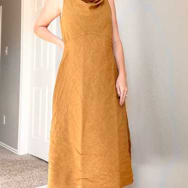 Cut loose linen cotton midi dress
