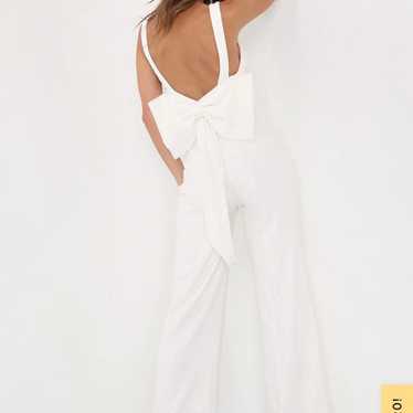 Feeling Sparkly White Sequin Bow Jumpsuit - image 1
