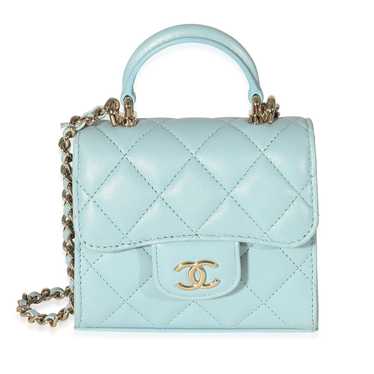 Chanel Chanel 22P Blue Quilted Lambskin Top Handl… - image 1