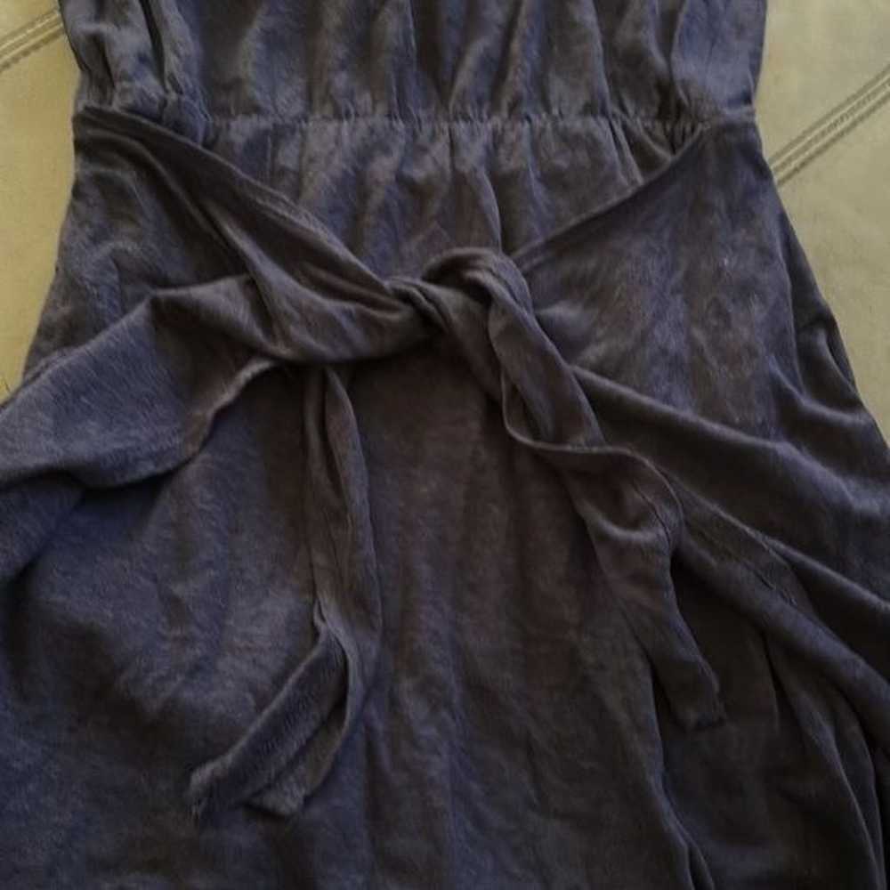 Rebecca Taylor Blue Linen and Lace Wrap Tie Dress - image 6