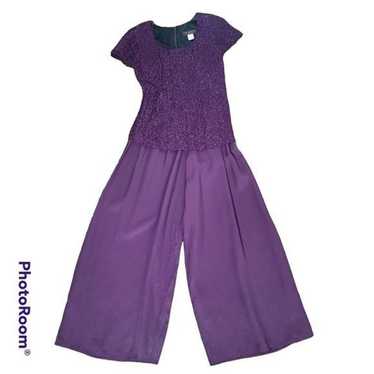 Vintage 80s Purple Super Wide Leg Funky Jumpsuit