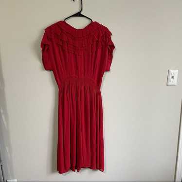 ANTHROPOLOGIE KOROVILAS Red Ruffle Frill Dress - image 1
