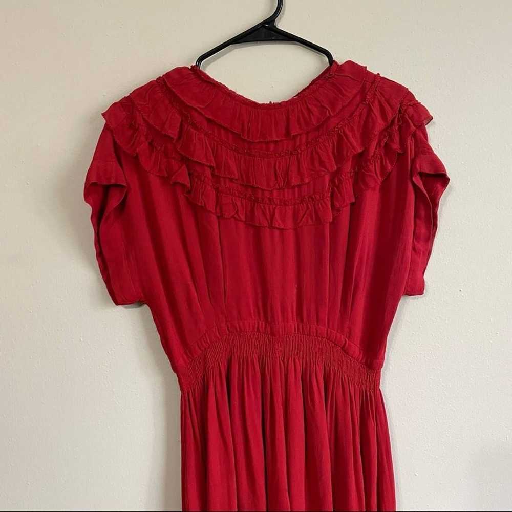 ANTHROPOLOGIE KOROVILAS Red Ruffle Frill Dress - image 3