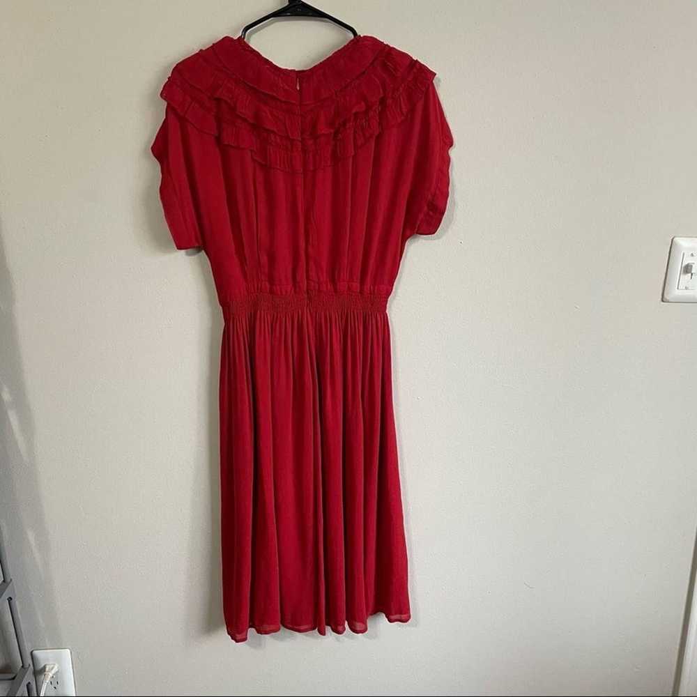 ANTHROPOLOGIE KOROVILAS Red Ruffle Frill Dress - image 5