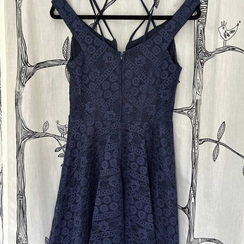 Gorgeous Midnight Blue Strappy Lace Dress - image 4