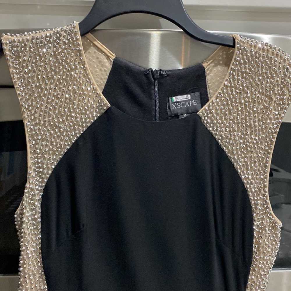 Black and nude jeweled gown. Size 8 - image 2