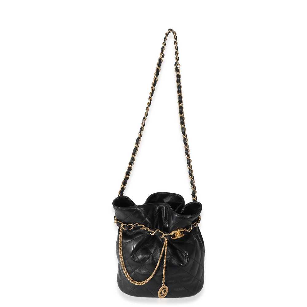 Chanel Chanel 23S Black Lambskin Small Bucket Bag - image 6