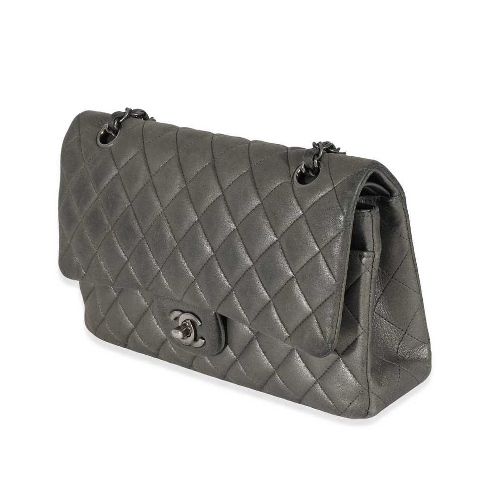 Chanel Chanel Grey Metallic Nubuck Medium Classic… - image 2