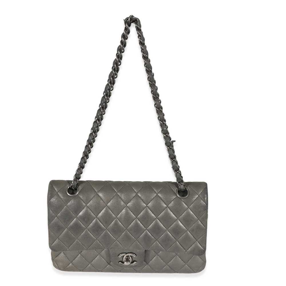 Chanel Chanel Grey Metallic Nubuck Medium Classic… - image 6