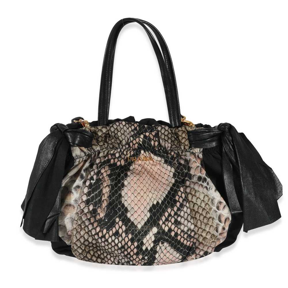 Prada Prada Black Pink Python Print Nylon Medium … - image 1