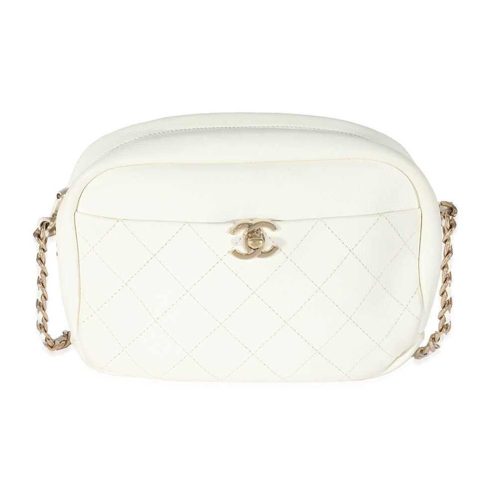 Chanel Chanel White Leather Casual Trip Camera Bag - image 1