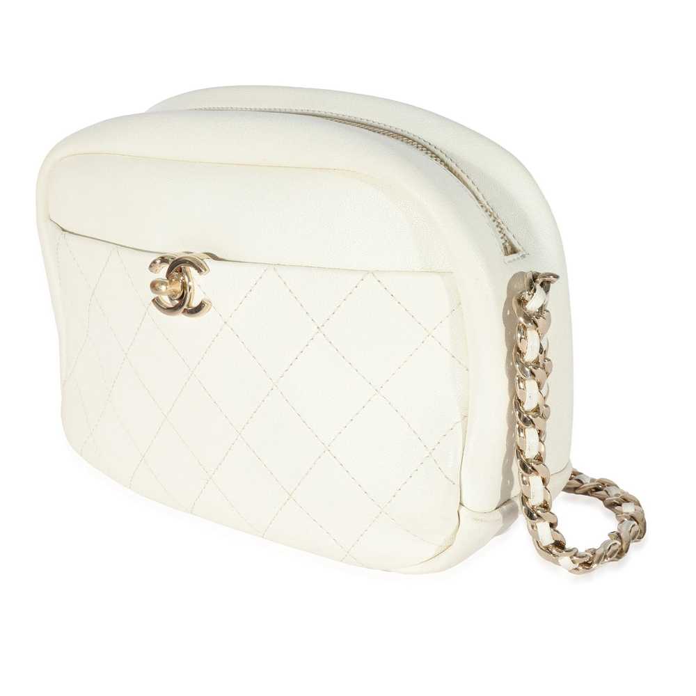 Chanel Chanel White Leather Casual Trip Camera Bag - image 2