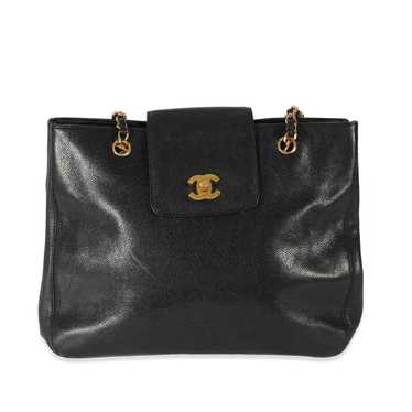 Chanel Chanel Vintage Black Caviar CC Chain Tote - image 1