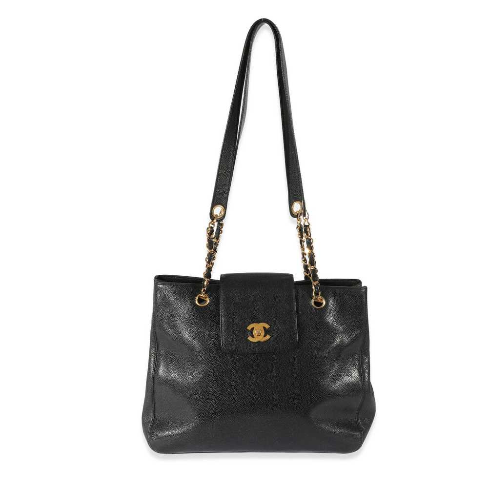 Chanel Chanel Vintage Black Caviar CC Chain Tote - image 6