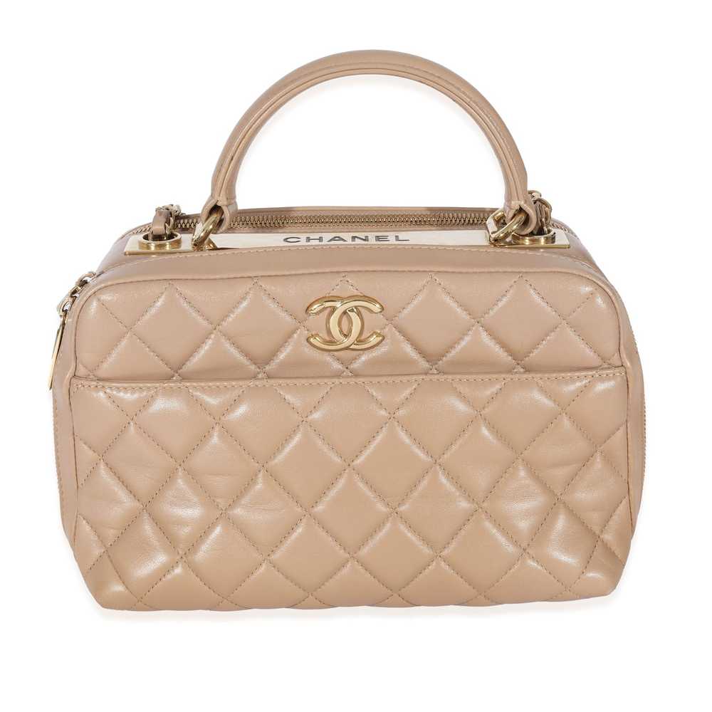 Chanel Chanel Beige Quilted Lambskin CC Trendy Bo… - image 1