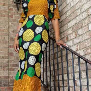 African Print Ankara Ruffle Sleeve Maxi Dress - image 1