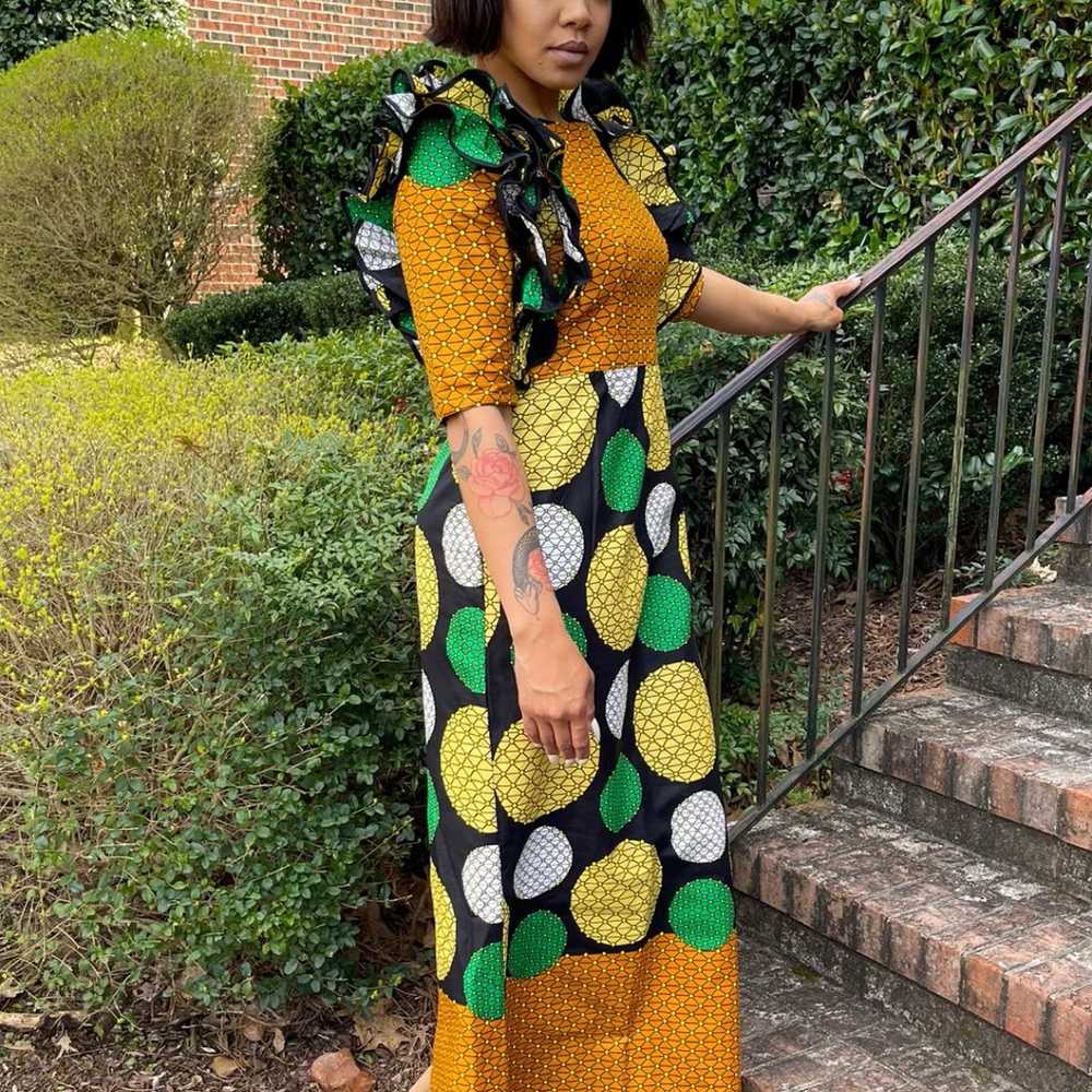 African Print Ankara Ruffle Sleeve Maxi Dress - image 3