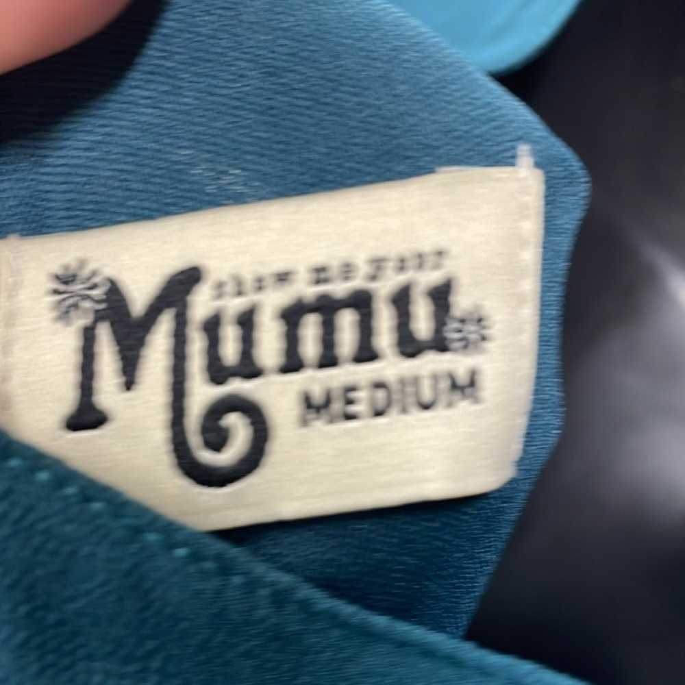 Show Me Your MuMu medium teal long gown dress - image 6