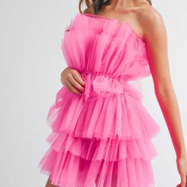 Women’s Valentine Organza Mini Dress, Mable, Pink,