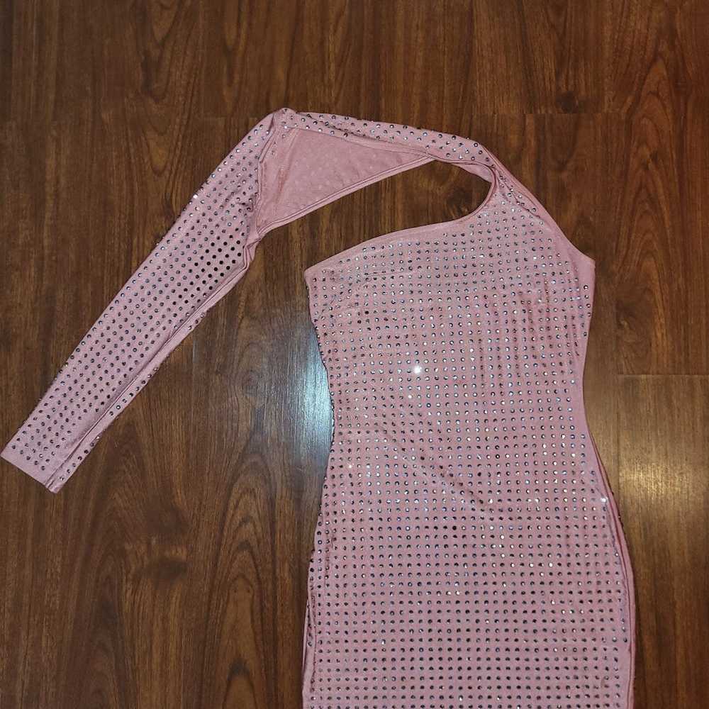 Rhinestone studded mini dress pink - image 4