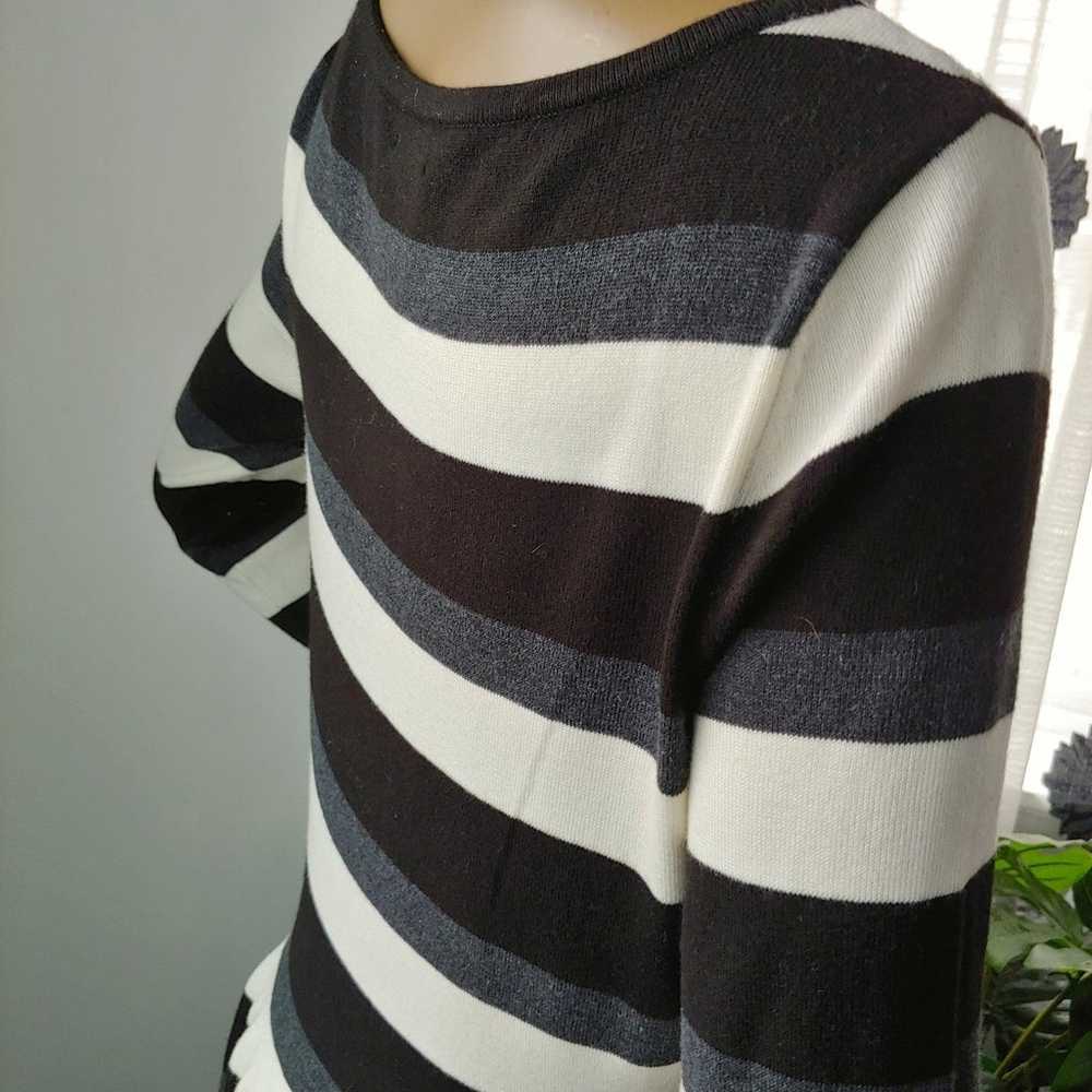 Vince camuto striped long sleeve fit flare large … - image 5