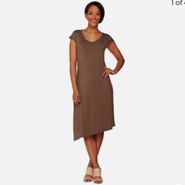 H BY HALSTON brown asymmetric sheath dress