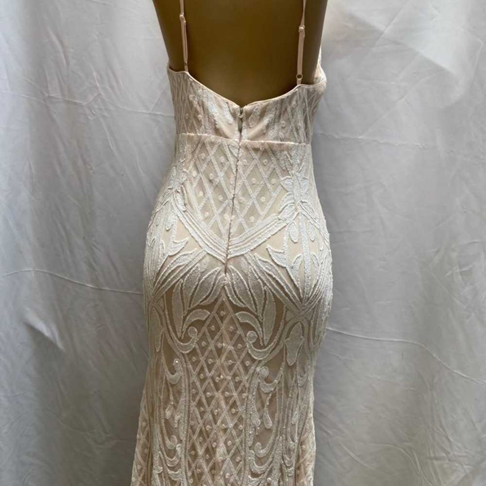 Destined for Romance Beige and White Sequin Maxi … - image 5