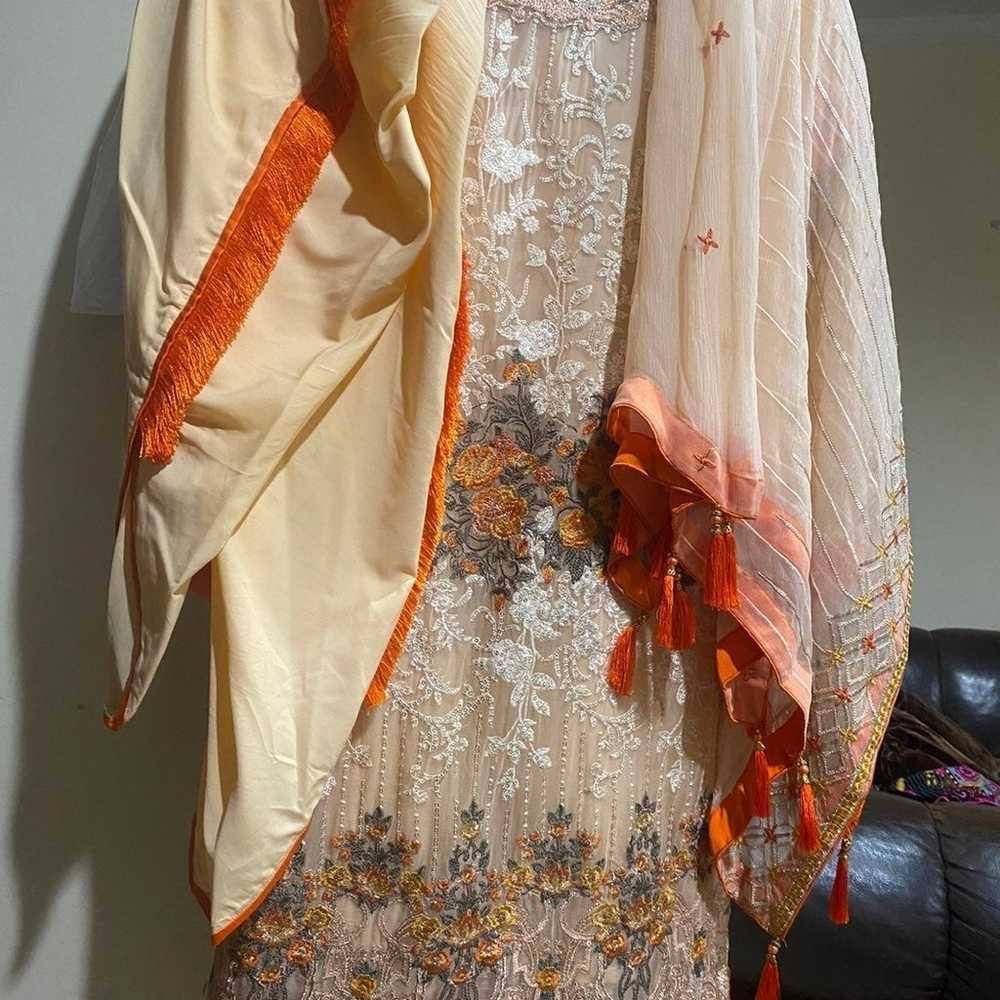 Pakistani chiffon casual dress - image 3