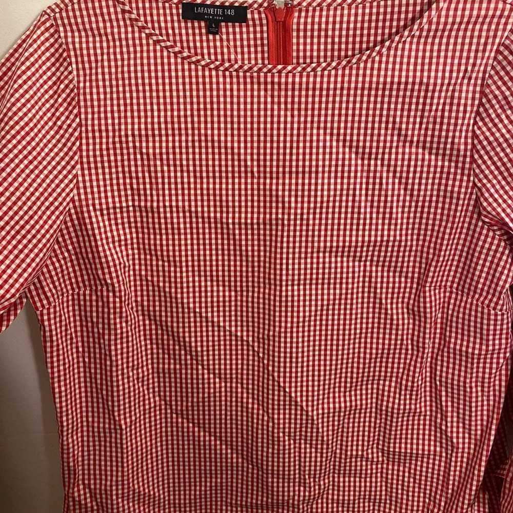 Lafayette 148 red gingham shirt dress - image 3