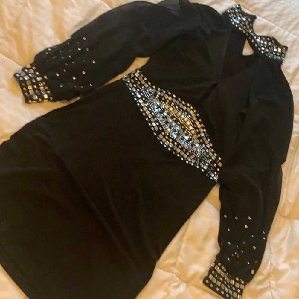 Black, diamond studded dress - image 5