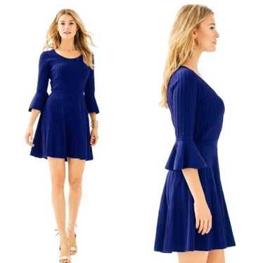LILLY PULITZER blue bell sleeve ribbed dress - image 1