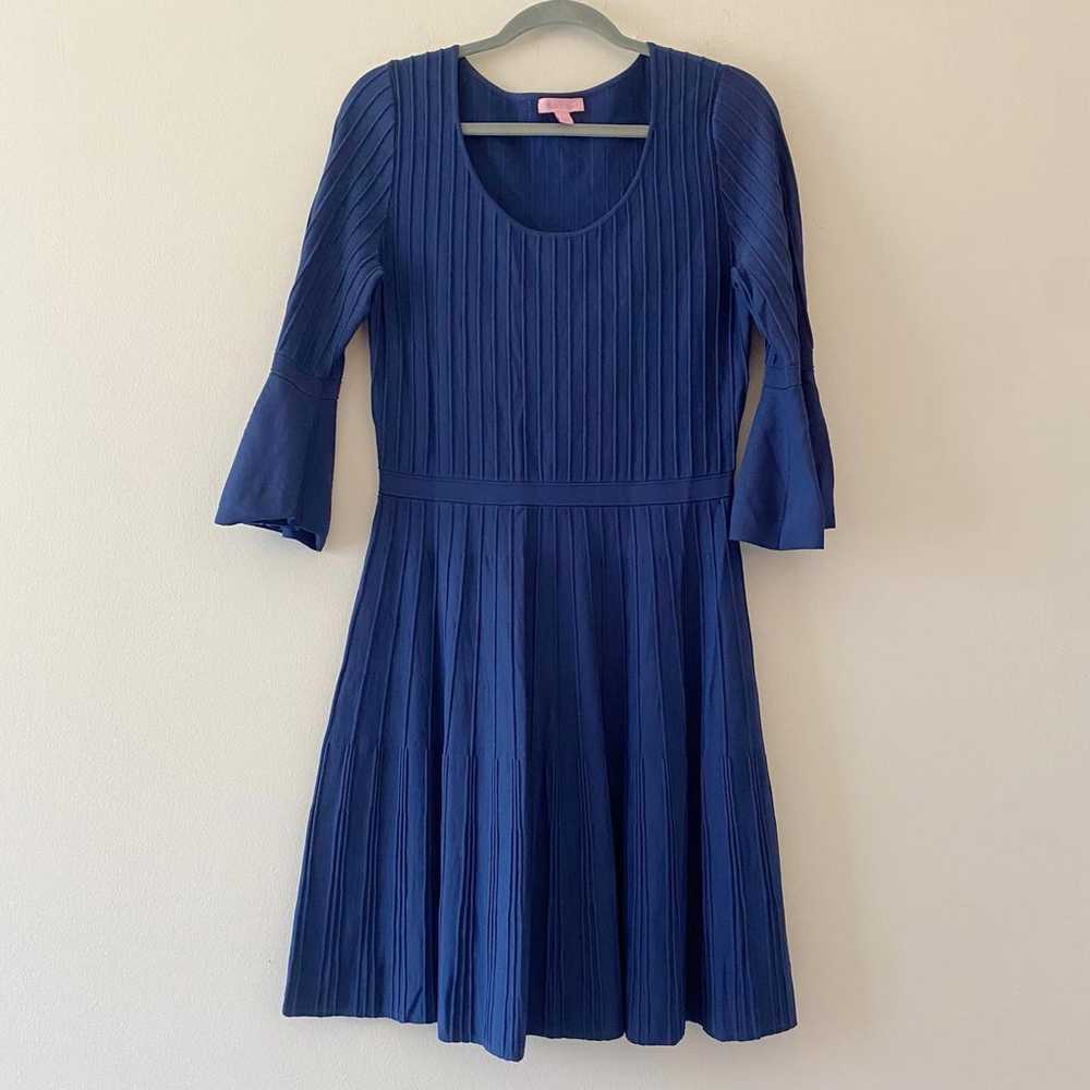 LILLY PULITZER blue bell sleeve ribbed dress - image 2