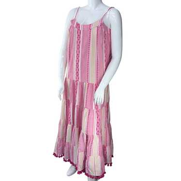 Sur La Vague Womens Size L Dress Pink Tiered Patt… - image 1