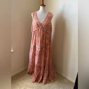 Rachel Zoe Women’s Dress Size Large Peach Floral … - image 1