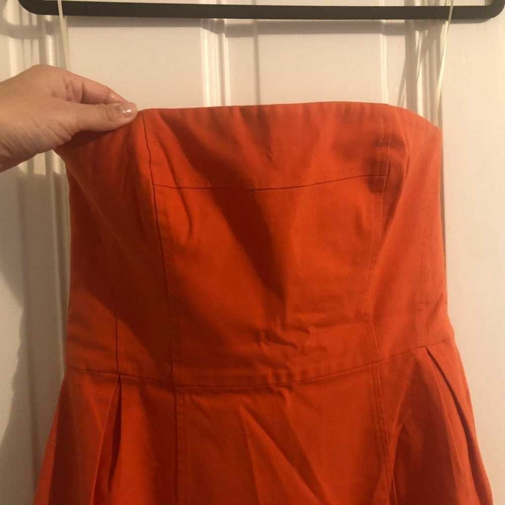 Theory Strapless Orange Cotton Mini Dres - image 3