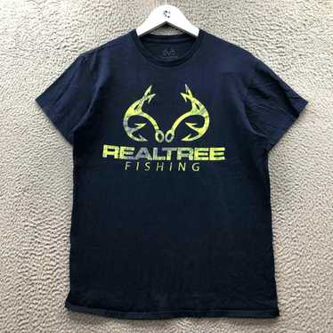 NWT Men's Realtree Fishing Logo Wind Performance Tee T-Shirt Blue SMALL 