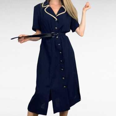 VINTAGE | 1970’s Leslie Fay Navy Blue Iconic Sail… - image 1