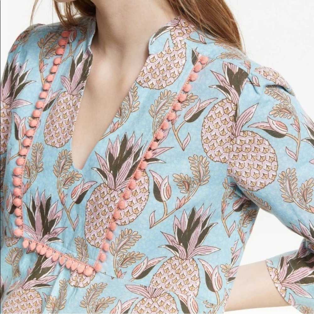 Boden Linen Evangeline Pineapple Print Boho Dress… - image 4