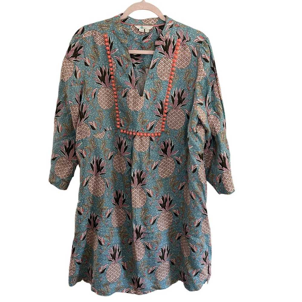 Boden Linen Evangeline Pineapple Print Boho Dress… - image 5