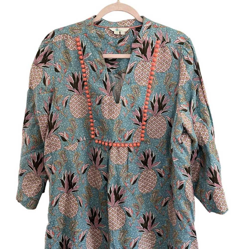 Boden Linen Evangeline Pineapple Print Boho Dress… - image 7