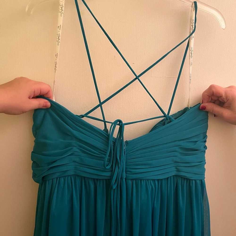 spaghetti strap ruched waist mesh bridesmaid dress - image 5