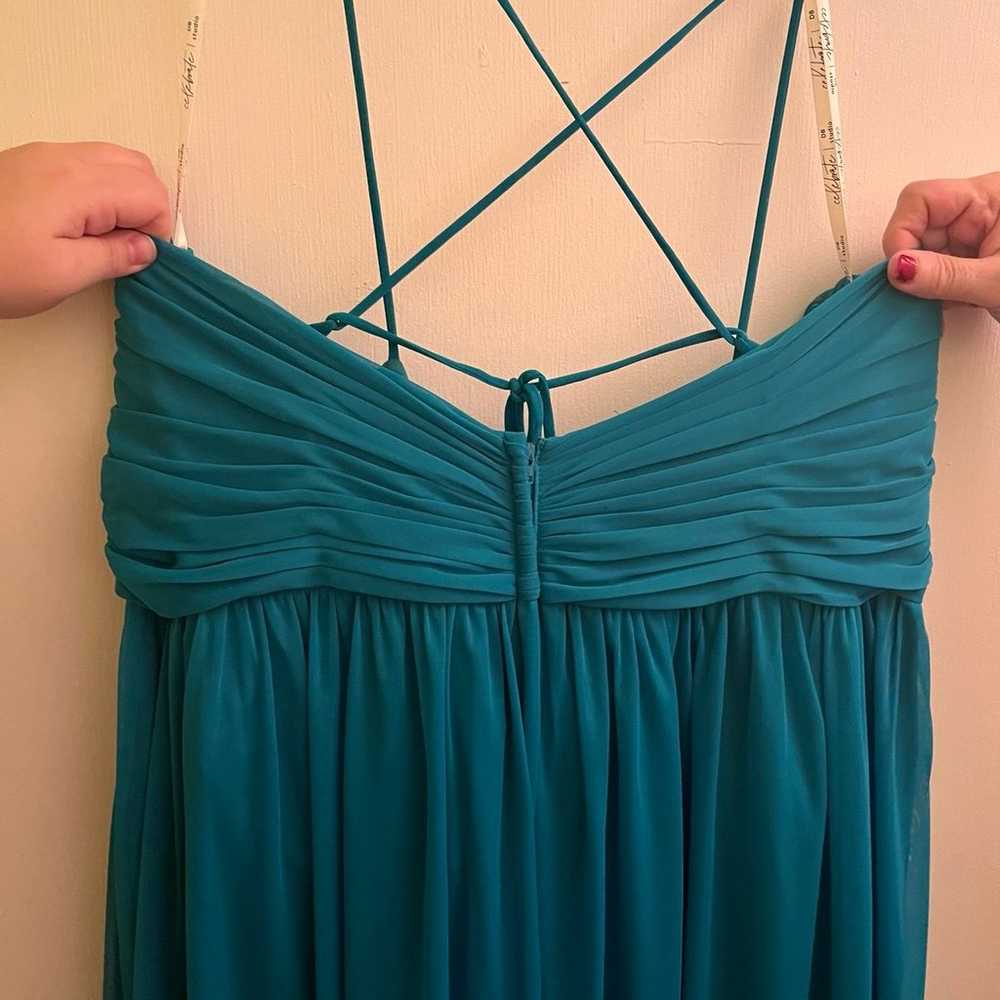 spaghetti strap ruched waist mesh bridesmaid dress - image 6