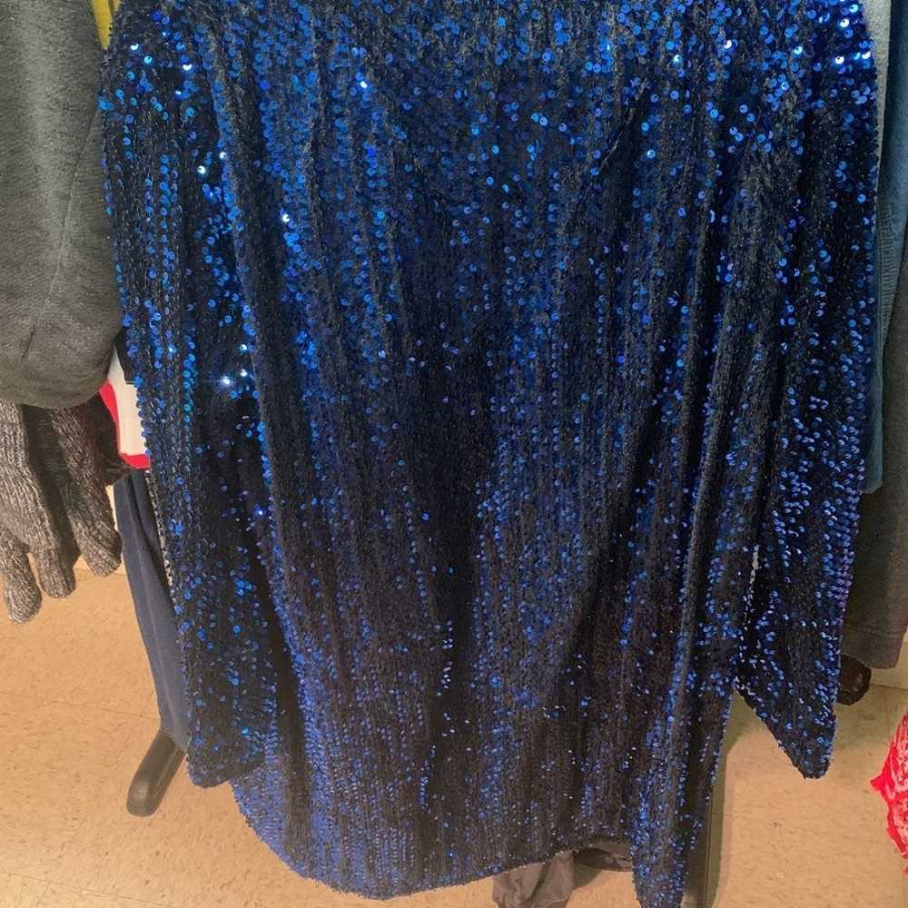 Blue/black Sequin Long Sleeve Dress - image 3