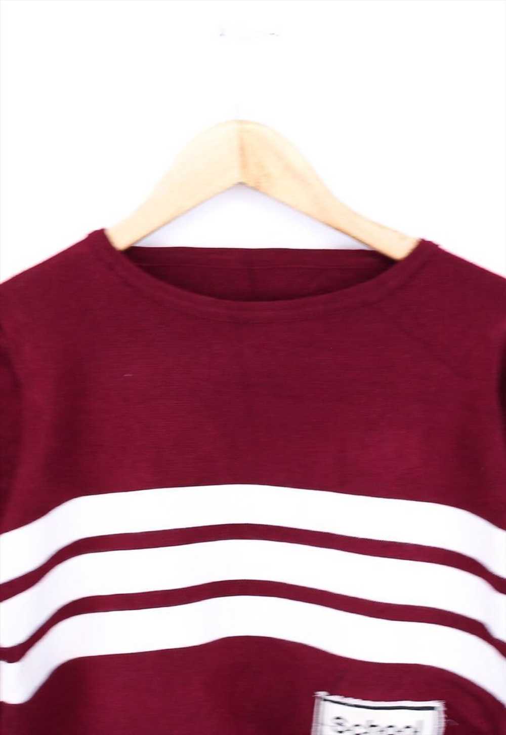 Vintage Knitted Crop Sweater Burgundy Crewneck Wi… - image 2