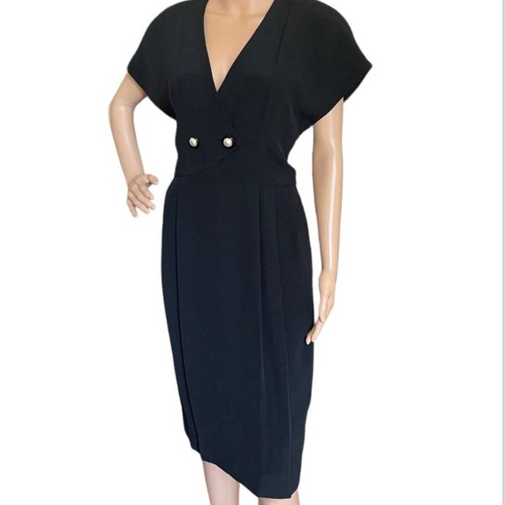 Nipon Boutique Black Cocktail Dress Pearl Buttons… - image 11