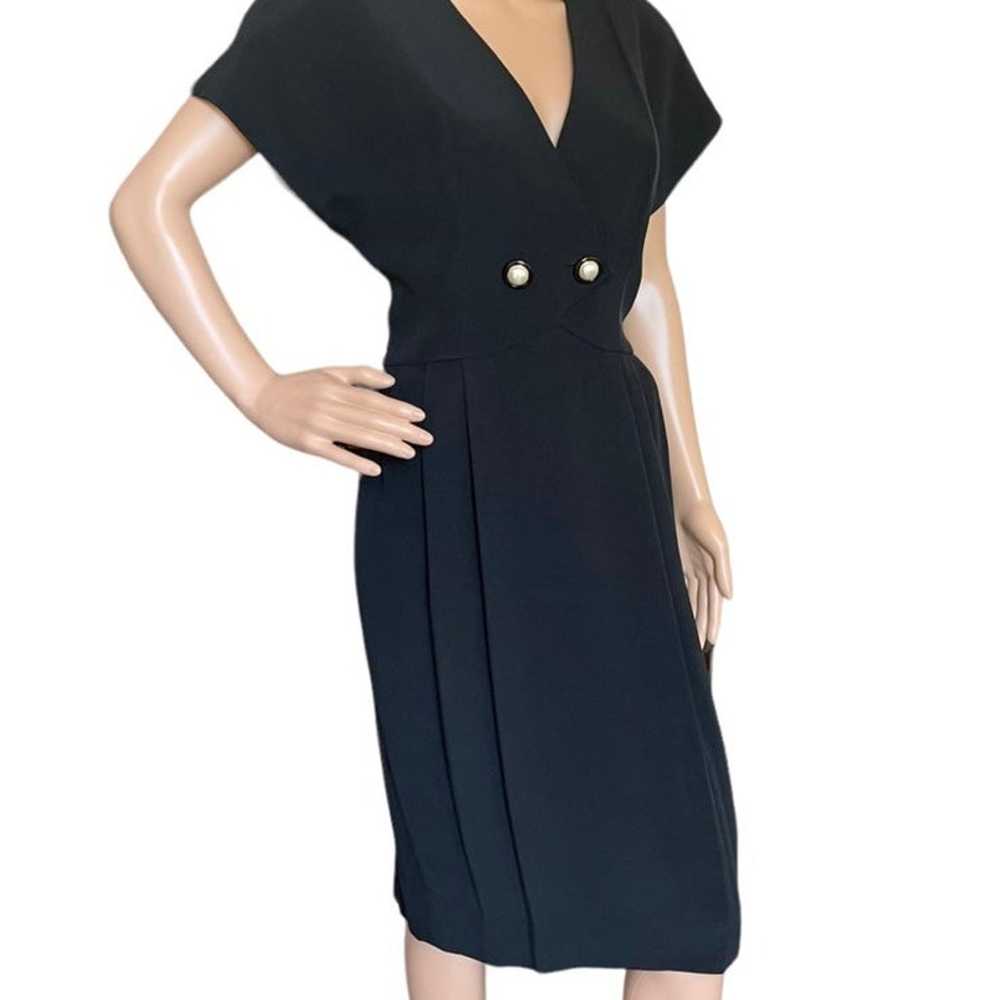 Nipon Boutique Black Cocktail Dress Pearl Buttons… - image 2
