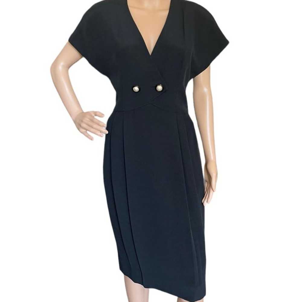 Nipon Boutique Black Cocktail Dress Pearl Buttons… - image 5