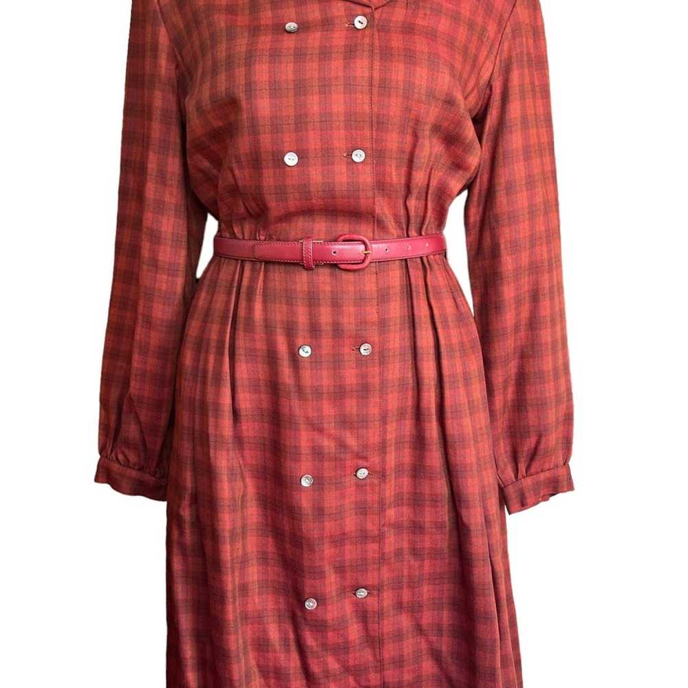 Vintage Burberrys 60s 70s Style Dress Small Check… - image 1